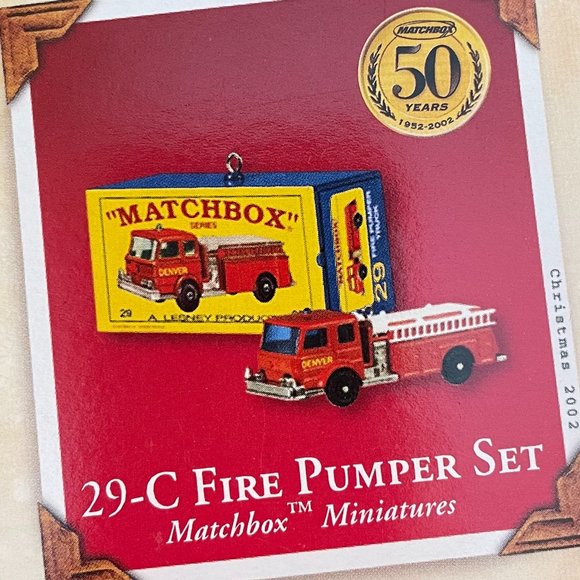 Fire Pumper Matchbox Set Hallmark Ornament - Picture 3 of 5